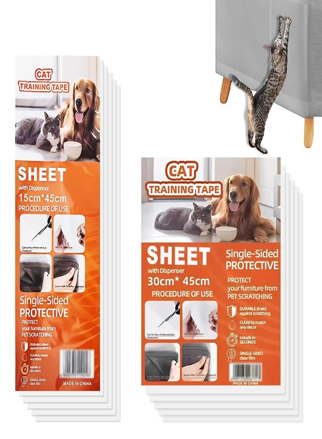 Flavizo Cat Scratcher Pad, 15cm & 30cm Wide PVC Self-Adhesive Anti-Scratch Protector | 10-Pack Transparent Cat Scratch Sticker Pad for Sofa Corners, Walls, Doors (15x45cm, 30x45cm) - Image 1