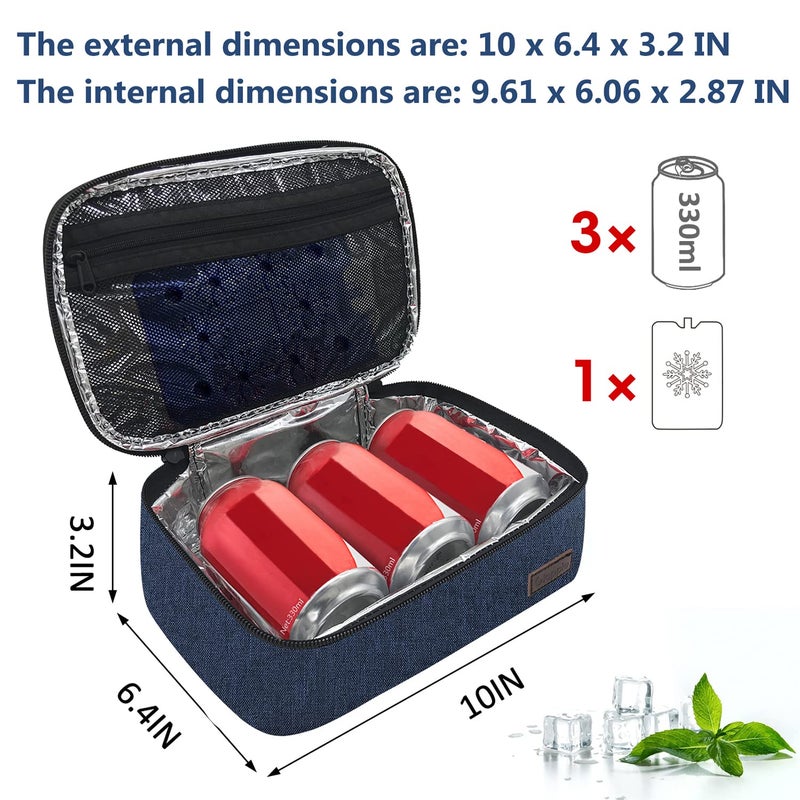 Gloppie Small Lunch Bag for Men Women Kids Insulated Lunch Box Mini Lunchbox Portable Cooler Bags Adult Thermal Lunch Boxes Reusable Snack Bag, Blue - Image 3