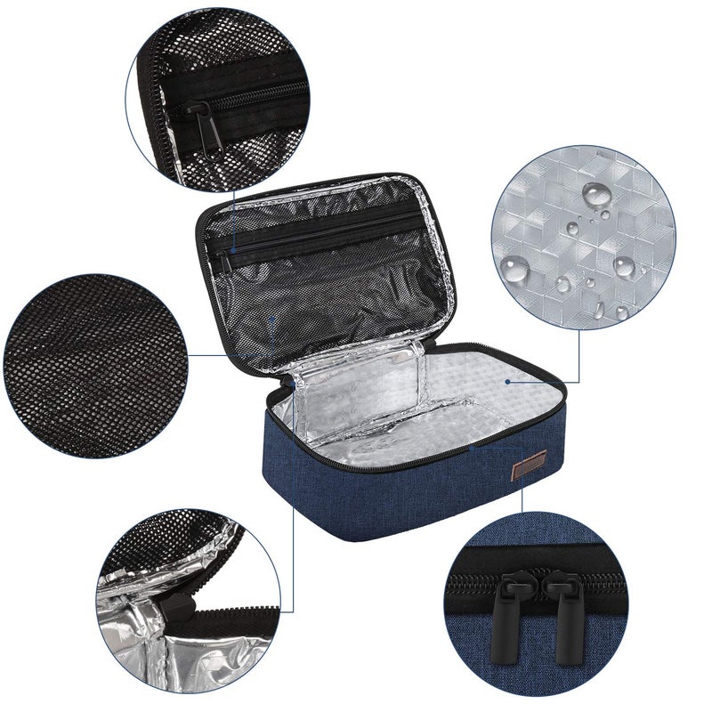 Gloppie Small Lunch Bag for Men Women Kids Insulated Lunch Box Mini Lunchbox Portable Cooler Bags Adult Thermal Lunch Boxes Reusable Snack Bag, Blue - Image 5