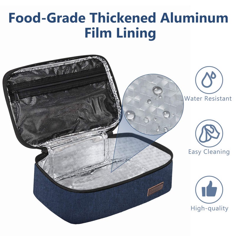 Gloppie Small Lunch Bag for Men Women Kids Insulated Lunch Box Mini Lunchbox Portable Cooler Bags Adult Thermal Lunch Boxes Reusable Snack Bag, Blue - Image 2