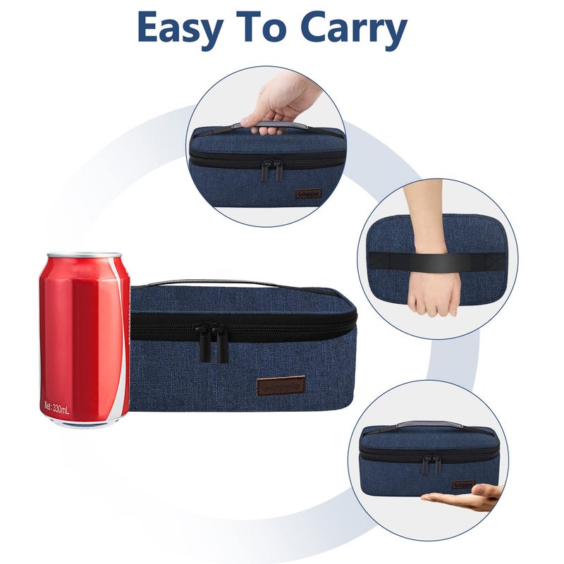 Gloppie Small Lunch Bag for Men Women Kids Insulated Lunch Box Mini Lunchbox Portable Cooler Bags Adult Thermal Lunch Boxes Reusable Snack Bag, Blue - Image 4