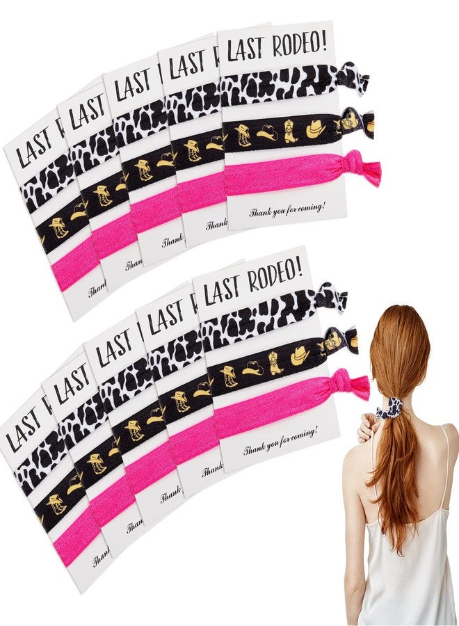 Jexine 30 Pieces Bachelorette Hair Ties Bachelorette Party Favors Wristbands Bracelets, 3 Styles Bride Hair Accessory Last Rodeo Bridesmaid Party Gifts for Bridal Shower Wedding Decorations - Image 1