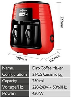 edoolffe Md 235 Mini Drip Coffee Machine Tea Maker 250Ml 450W With 2 Black Ceramic Cups  - Image 2