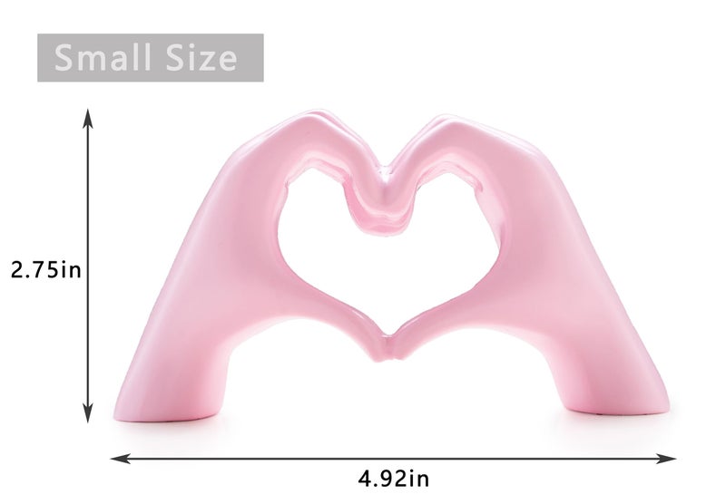 Lynagert Small Heart Hands Sculpture Decor for Living Room Bedroom Bookshelf Coffe Table and Office Display, Love Finger Statue Modern Aesthetic Home Decor, Unique Gift for Wedding Christmas Birthday (Pink) - Image 4