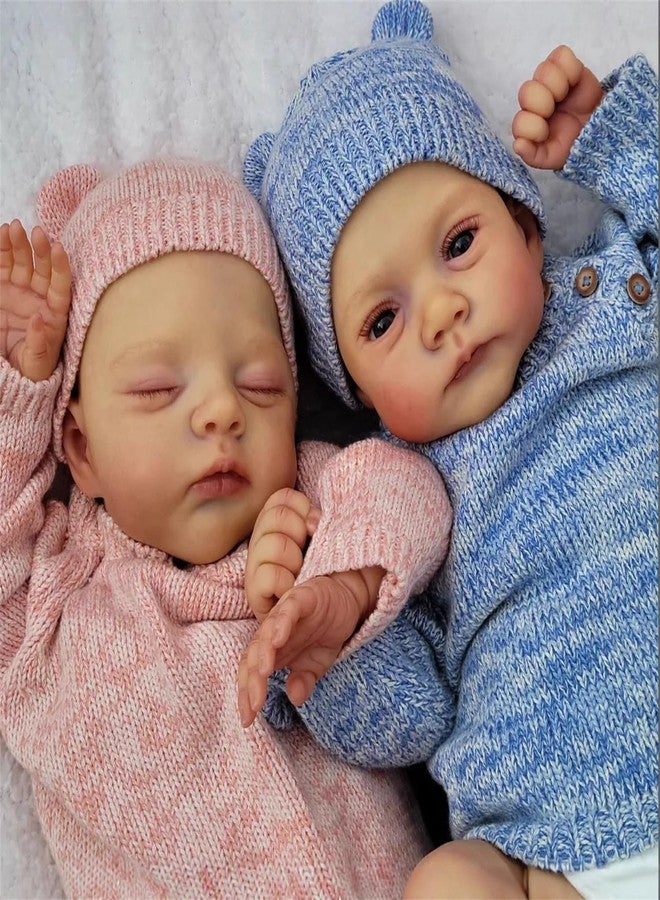 GYCV Lifelike Reborn Baby Dolls Twins Boy Girl 18 Inch Realistic Newborn Baby Dolls Twins that Look Real Reborn Baby Toy Set with Feeding Accessories Box Birthday Gifts for Kids Girls - Image 2