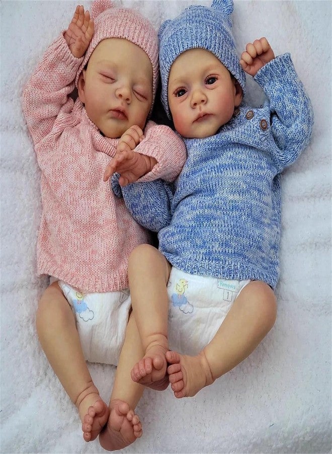 GYCV Lifelike Reborn Baby Dolls Twins Boy Girl 18 Inch Realistic Newborn Baby Dolls Twins that Look Real Reborn Baby Toy Set with Feeding Accessories Box Birthday Gifts for Kids Girls - Image 1