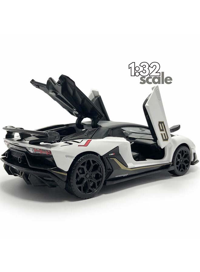 D-Power لامبورغيني أفينتادور SVJ  أبيض| نموذج مصغر، عنصر جامعي نهائي، سيارات سوبر | سيارات لعبة، مجموعة نموذج سيارة معدنية مع سحب للخلف | الحجم  1:32، للأطفال 3 سنوات فما فوق  - Image 2