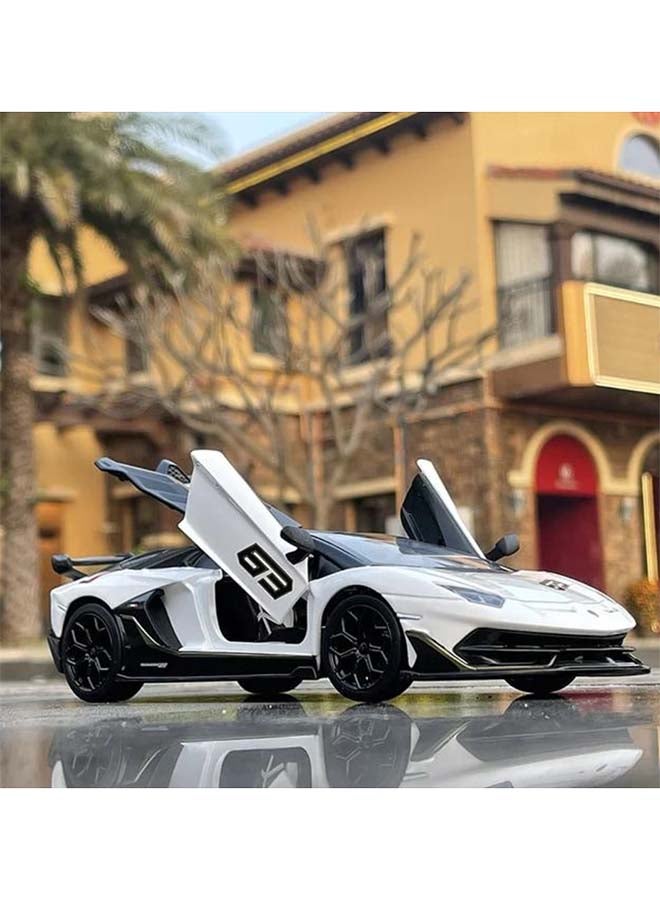 D-Power لامبورغيني أفينتادور SVJ  أبيض| نموذج مصغر، عنصر جامعي نهائي، سيارات سوبر | سيارات لعبة، مجموعة نموذج سيارة معدنية مع سحب للخلف | الحجم  1:32، للأطفال 3 سنوات فما فوق  - Image 4