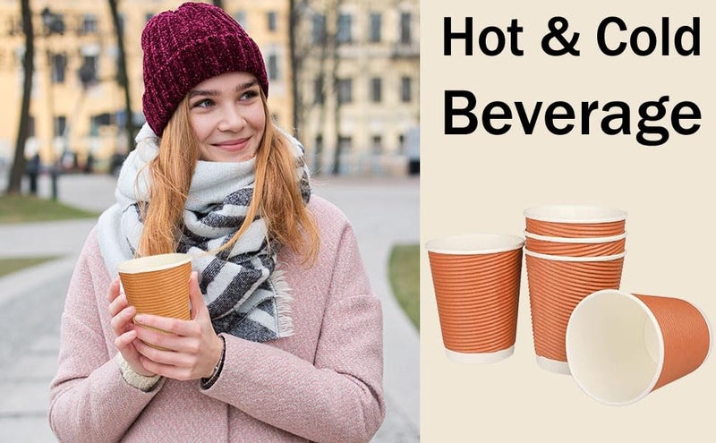 e kysa basics Ripple Paper Non Slip Cups with Leak Proof & Three Corrugated Layer Ideal for Hot, Cold Hot Coffee/Drinks for Party (200 ml, 25 Pcs, Brown) - Image 3
