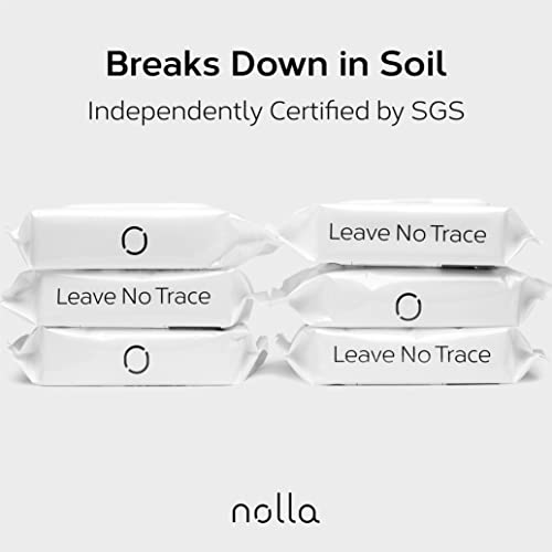 Nolla Flushable Wipes - 100% Plant-Based and Biodegradable - Soft, Unscented + Soothing Aloe and Vitamin E - For Adults and Kids 180 Count (3 Packs of 60) - Image 4