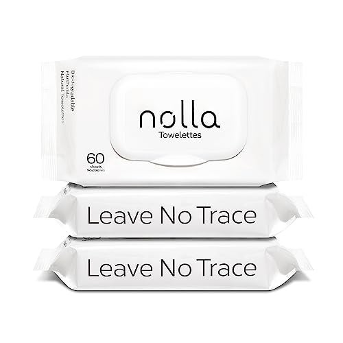 Nolla Flushable Wipes - 100% Plant-Based and Biodegradable - Soft, Unscented + Soothing Aloe and Vitamin E - For Adults and Kids 180 Count (3 Packs of 60) - Image 1