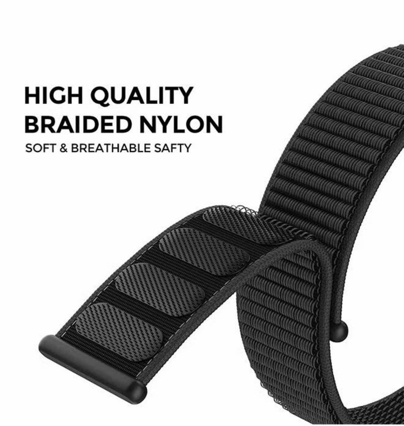 Watch Nylon Loop Band Compatible with Apple Watch 42mm 44mm 45mm 46mm 49mm, Soft Woven Sport Strap, Adjustable Replacement Wristband for Apple Watch Series Ultra / SE / Series 1–9- Black - Image 2