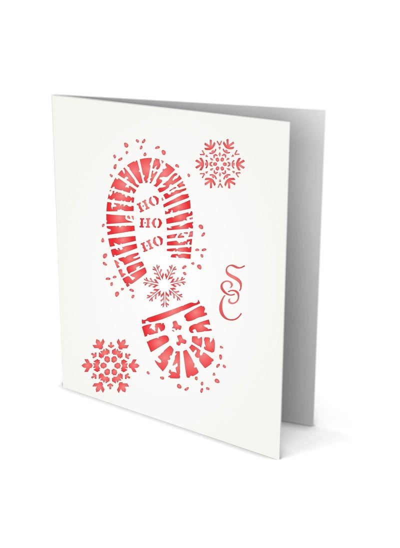 Usnyabni Santa Footprints Stencil, 8.5 x 13 inch (L) - Stencils for Walls Original Christmas Decoration Boot Print Snowflakes  - Image 3