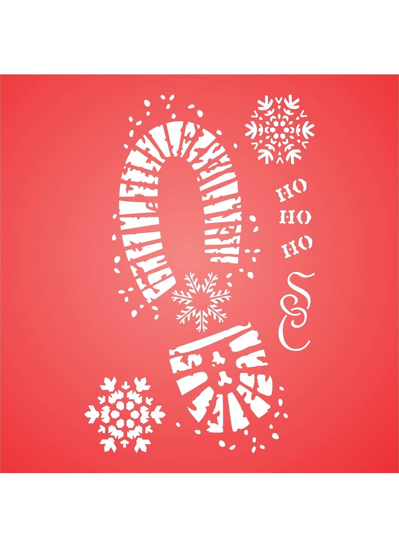 Usnyabni Santa Footprints Stencil, 8.5 x 13 inch (L) - Stencils for Walls Original Christmas Decoration Boot Print Snowflakes  - Image 5