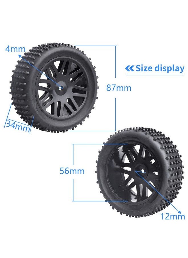 (4 Pack) 1/10 Scale Off Road Buggy Tires & Wheel Rims Set Front And Rear 12Mm Hex Hubs With Foam Inserts For Rc Hobby Car