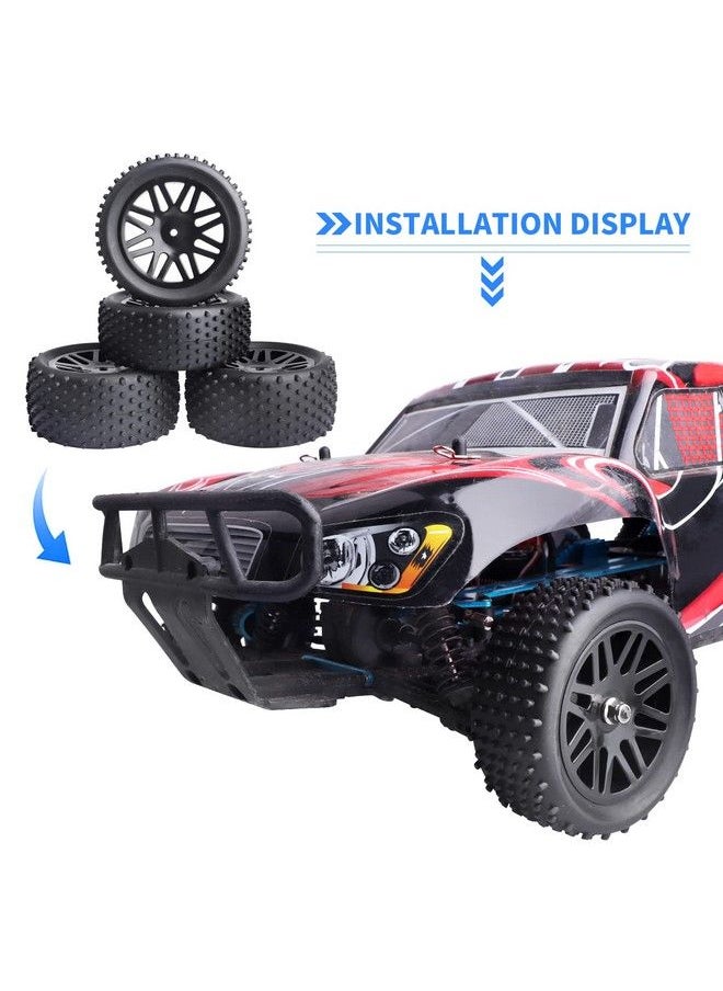 (4 Pack) 1/10 Scale Off Road Buggy Tires & Wheel Rims Set Front And Rear 12Mm Hex Hubs With Foam Inserts For Rc Hobby Car