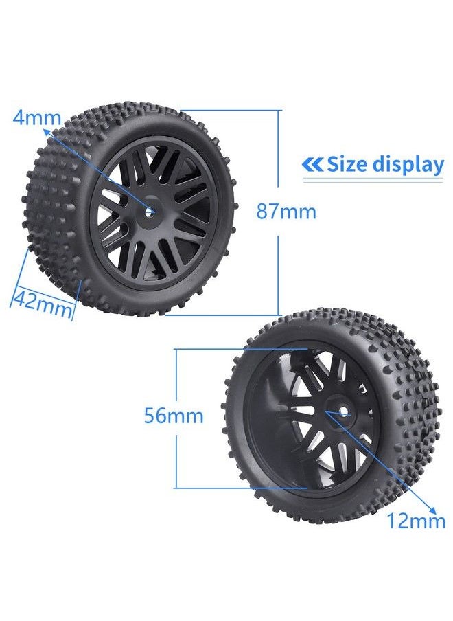(4 Pack) 1/10 Scale Off Road Buggy Tires & Wheel Rims Set Front And Rear 12Mm Hex Hubs With Foam Inserts For Rc Hobby Car