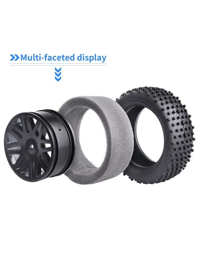 (4 Pack) 1/10 Scale Off Road Buggy Tires & Wheel Rims Set Front And Rear 12Mm Hex Hubs With Foam Inserts For Rc Hobby Car