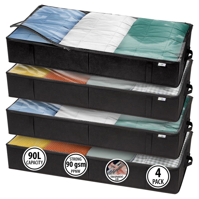 StorageExpert Closet Organizers and Storage - Maximize Space with Under Bed Storage Containers & Clothes Storage - Ideal Closet Organizer, Toy Storage Organizer & Underbed Storage (Black, 4 Pack) - Image 1