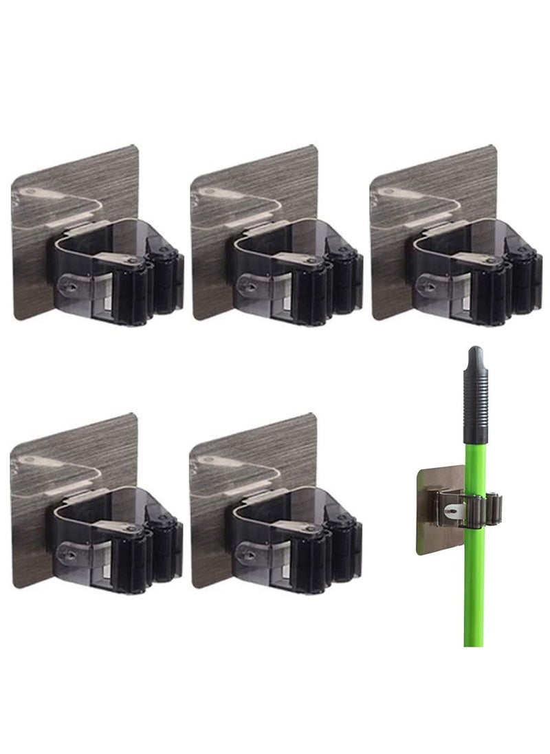 HomarKet 5-Piece Wall Mounted Mop And Broom Holder Set Black 7 x 7x5.2 centimeter  - Image 1