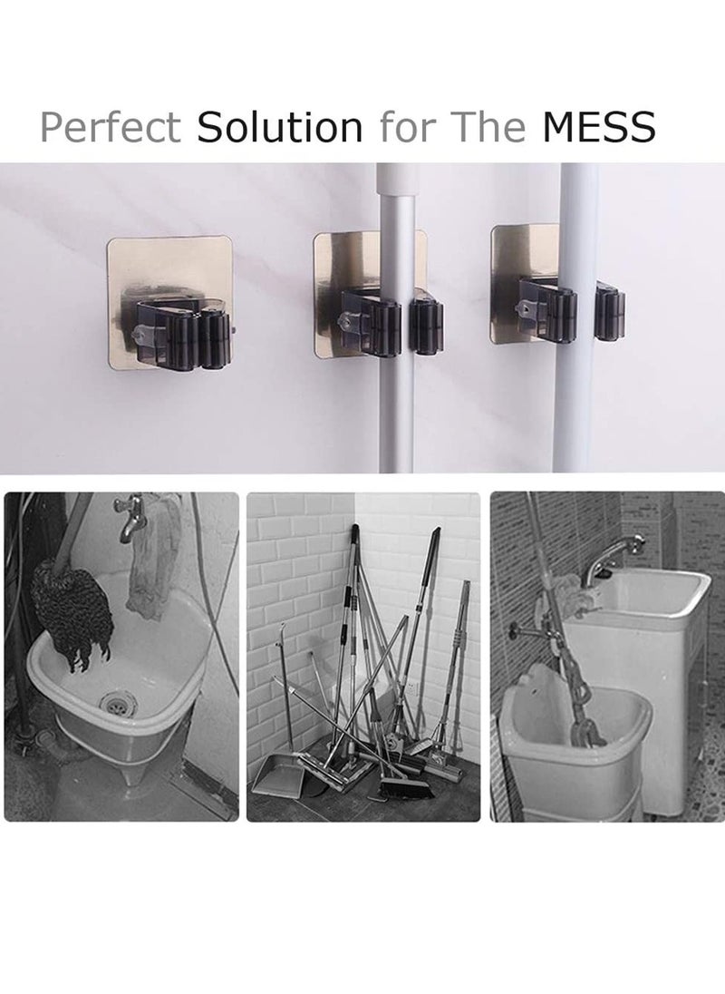 HomarKet 5-Piece Wall Mounted Mop And Broom Holder Set Black 7 x 7x5.2 centimeter  - Image 2