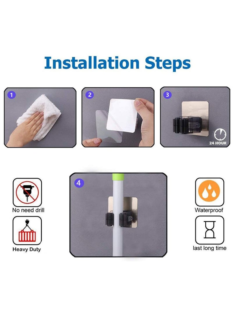 HomarKet 5-Piece Wall Mounted Mop And Broom Holder Set Black 7 x 7x5.2 centimeter  - Image 5