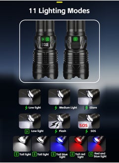TG LED Flashlight High Lumen, Rechargeable Flashlight 1000000 Lumen Super Bright Flashlight, with Nylon Strap and LCD Display, Waterproof Powerful Handheld Flash Light for Home Hiking Emergency  - Image 2