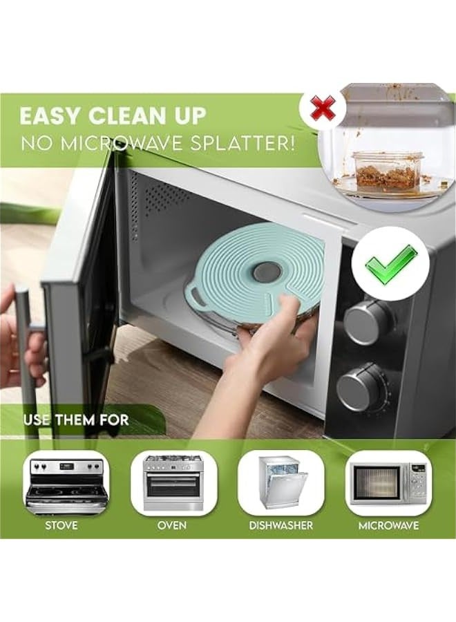 بيوينتي سبنور غطاء عالمي للاواني، اغطية سيليكون للاوعية والميكروويف مع 5 احجام قابلة لاعادة الاستخدام ومقاومة للحرارة، 5 قطع اغطية شفط تناسب الاكواب والاوعية والاطباق والمقالي والمقالي وامنة على الموقد - Image 4