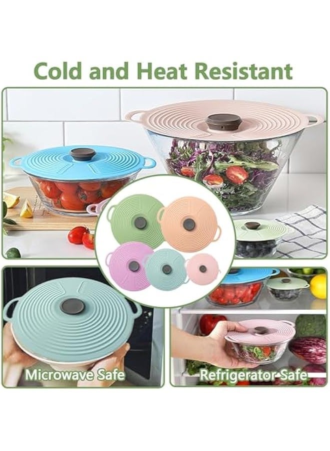 بيوينتي سبنور غطاء عالمي للاواني، اغطية سيليكون للاوعية والميكروويف مع 5 احجام قابلة لاعادة الاستخدام ومقاومة للحرارة، 5 قطع اغطية شفط تناسب الاكواب والاوعية والاطباق والمقالي والمقالي وامنة على الموقد - Image 5