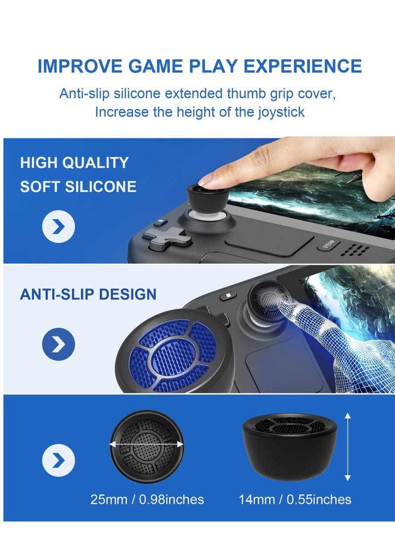 KASTWAVE - 6 PCS Thumb Grip Set Joystick Caps, 4 Pcs of Anti-Slip Extended Thumb Grips Covers for Steam Deck/Switch/PS5/PS4/Xbox, 2 Pcs of Thumb Grips Protector for Steam Deck - Image 1