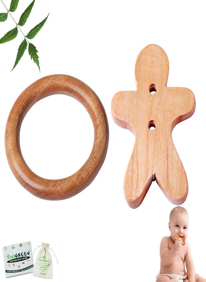 Tinigreen Baby Ring Shaped Neem Wooden Teethers Combo for 3 to 12 Months Infant Baby (Pack of 2) - Image 1