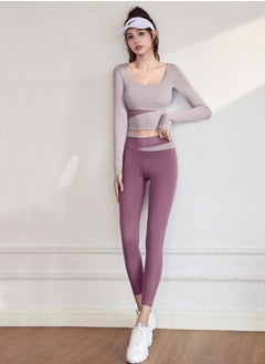 Ladies color matching long-sleeved yoga suit tight-fitting exercise quick-drying exercise sportswear gym fitness clothing
