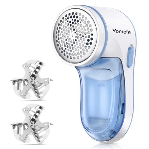 Yomeie Fabric Shaver Rechargeable, Electric Lint Remover for Clothes & Furniture, Sweater Shaver & Pilling Remover, Depiller with 2 Extra Blades Included, Lint Shaver for Clothing - USB Charge - Image 1