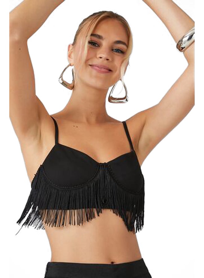 FOREVER 21 Ponte Knit Fringe Cropped Cami  - Image 1