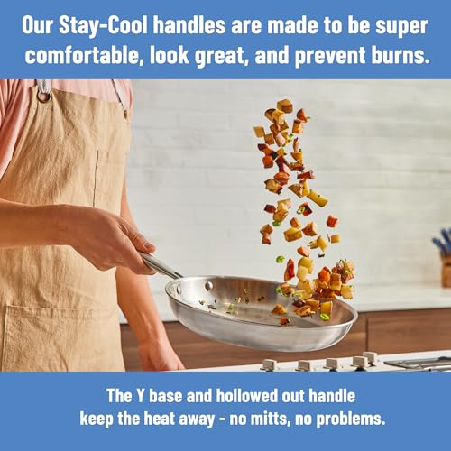 Misen 5-Ply Stainless Steel 8" Frying Pan - Professional Cookware for Induction, Gas and Electric - Dishwasher Safe, Oven Safe to 800°F - Durable, Versatile, Even Heating - Image 3