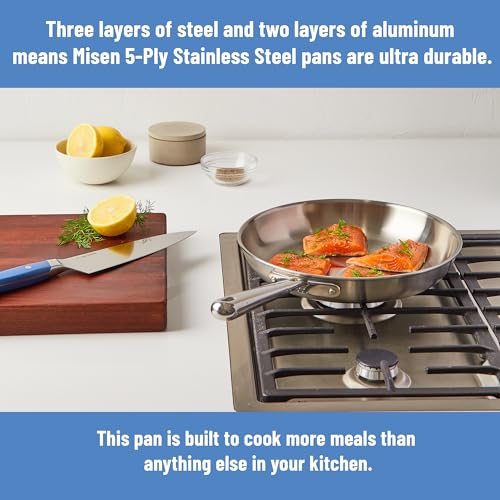 Misen 5-Ply Stainless Steel 8" Frying Pan - Professional Cookware for Induction, Gas and Electric - Dishwasher Safe, Oven Safe to 800°F - Durable, Versatile, Even Heating - Image 4