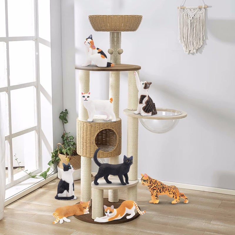 Toymany 8PCS Realistic Cat Figurines, Educational Cat Figures Toy Set, Kitten Halloween Cake Topper Christmas Birthday Gift for Kids Boys Girls Children - Image 2