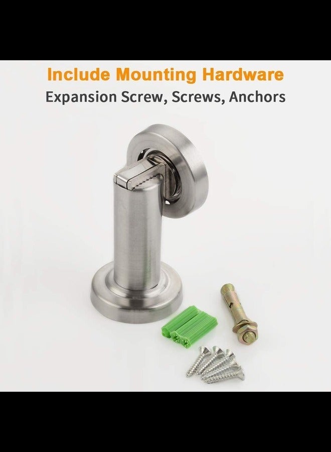 NJM Magnetic Door Stopper, Angle Simple Metal Doorstop Wall Or Floor Mount Heavy Duty Door Holder With Magnet Metal Wood Door Catch Home Office Commercial Use, Brushed Nickel - Image 3