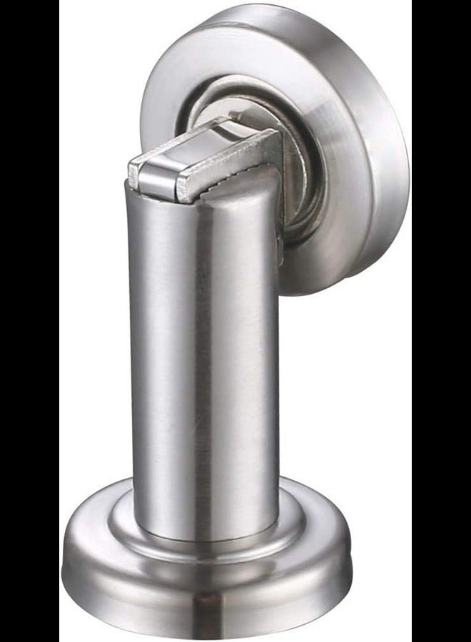NJM Magnetic Door Stopper, Angle Simple Metal Doorstop Wall Or Floor Mount Heavy Duty Door Holder With Magnet Metal Wood Door Catch Home Office Commercial Use, Brushed Nickel - Image 1