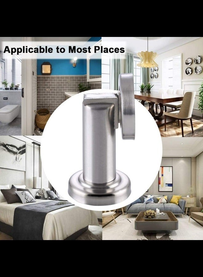 NJM Magnetic Door Stopper, Angle Simple Metal Doorstop Wall Or Floor Mount Heavy Duty Door Holder With Magnet Metal Wood Door Catch Home Office Commercial Use, Brushed Nickel - Image 2