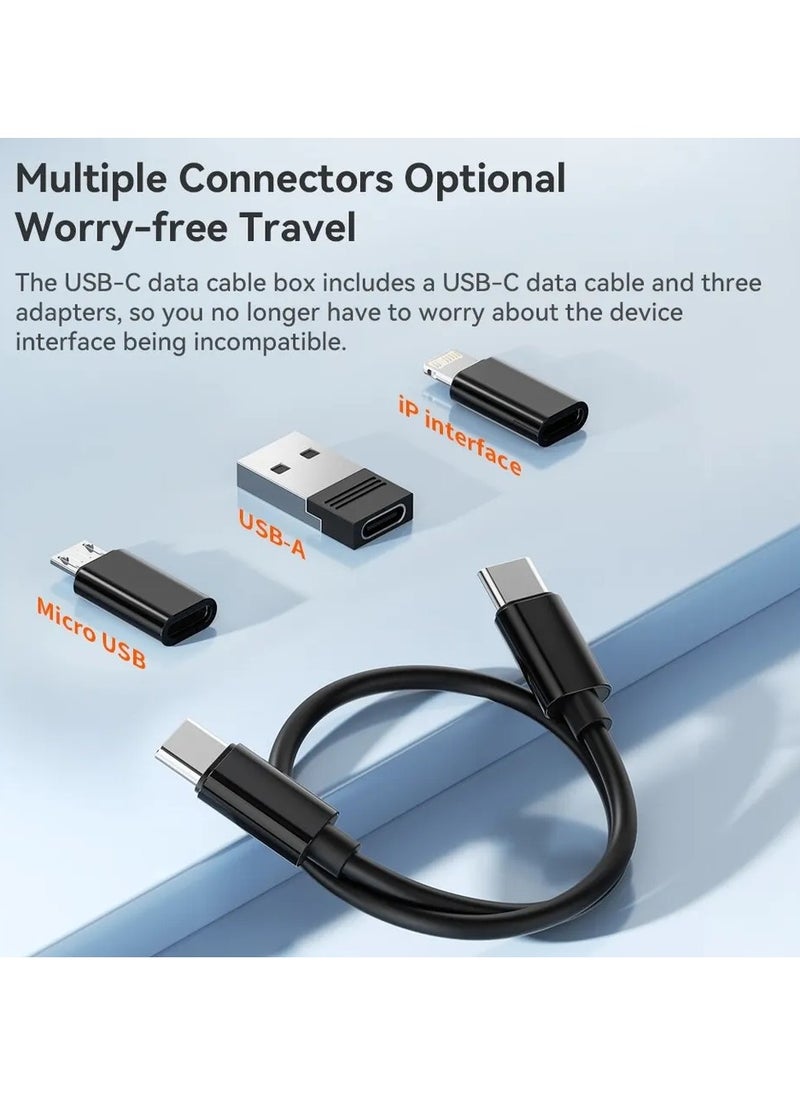 null - مجموعة صندوق كابل Toocki USB 60واط  تخزين و شحن سريع للهاتف المحمول  4 في 1 متعدد الوظائف نوع USB C لذلك مناسب للسفر بدون قلق مضاف فيه مرآة مفيدة للمكياج لون اسود - Image 1