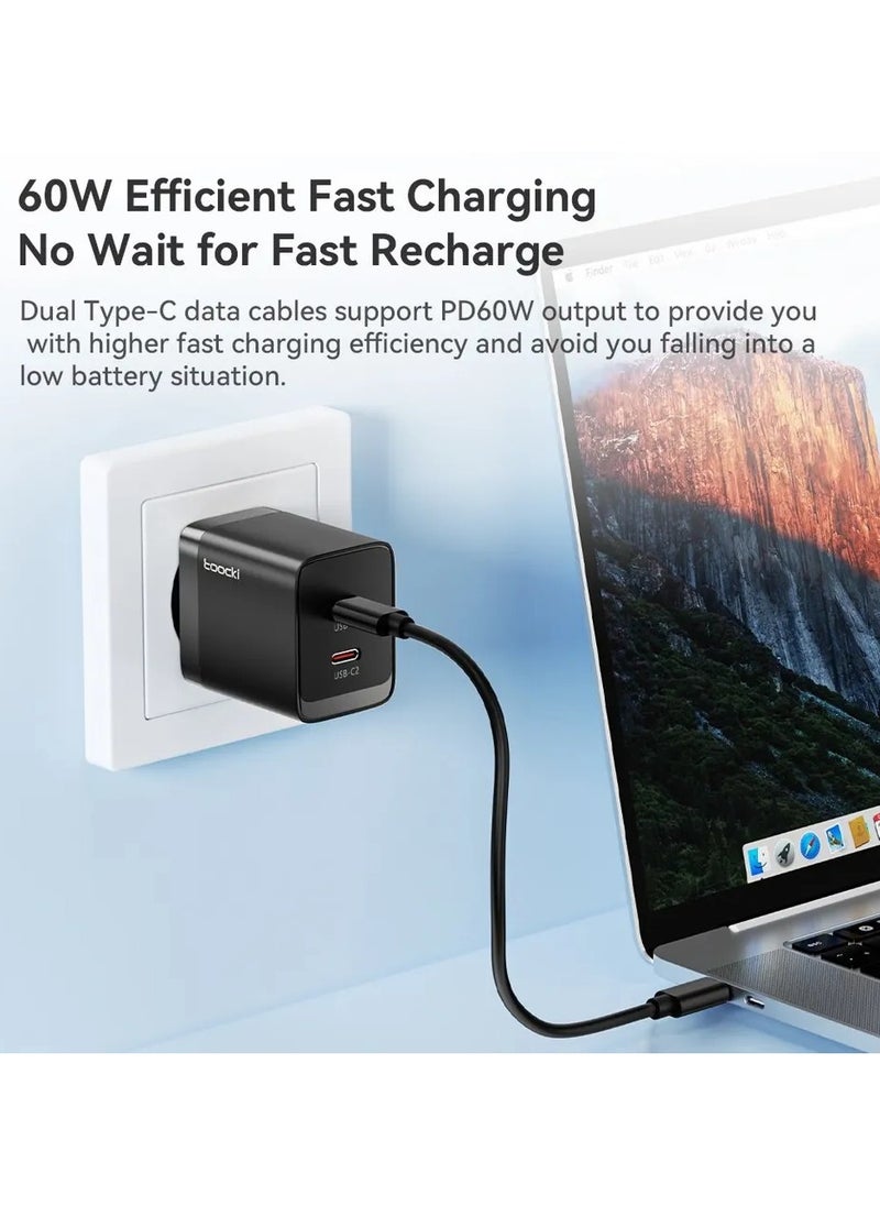 null - مجموعة صندوق كابل Toocki USB 60واط  تخزين و شحن سريع للهاتف المحمول  4 في 1 متعدد الوظائف نوع USB C لذلك مناسب للسفر بدون قلق مضاف فيه مرآة مفيدة للمكياج لون اسود - Image 1