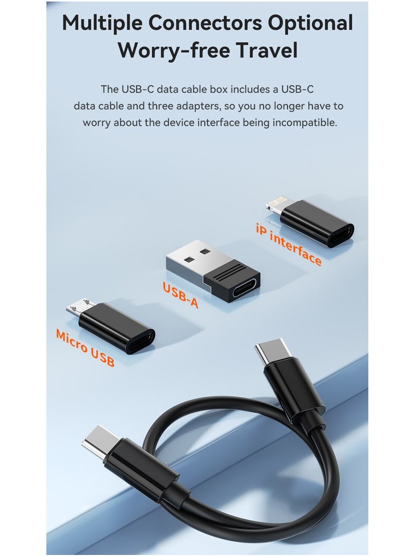 null - مجموعة صندوق كابل Toocki USB 60واط  تخزين و شحن سريع للهاتف المحمول  4 في 1 متعدد الوظائف نوع USB C لذلك مناسب للسفر بدون قلق مضاف فيه مرآة مفيدة للمكياج لون اسود - Image 1