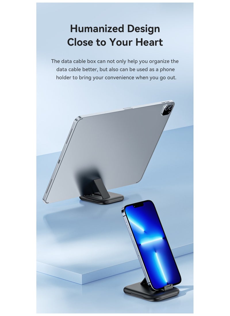 null - مجموعة صندوق كابل Toocki USB 60واط  تخزين و شحن سريع للهاتف المحمول  4 في 1 متعدد الوظائف نوع USB C لذلك مناسب للسفر بدون قلق مضاف فيه مرآة مفيدة للمكياج لون اسود - Image 1