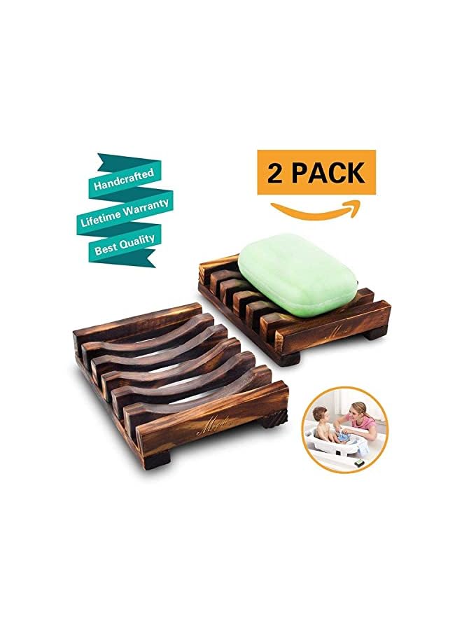 vesus Wooden Soap Dish Bamboo Holder Sink Deck Box Tray - Image 3