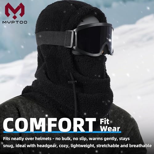 MVPTOO Ski Mask Balalclava Windproof Face Mask Warm Fleece Neck Cover for Cold Weather Helmet Hood for Men & Women (Black) - Image 4