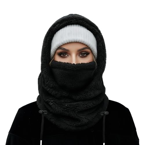 MVPTOO Ski Mask Balalclava Windproof Face Mask Warm Fleece Neck Cover for Cold Weather Helmet Hood for Men & Women (Black) - Image 1