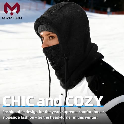 MVPTOO Ski Mask Balalclava Windproof Face Mask Warm Fleece Neck Cover for Cold Weather Helmet Hood for Men & Women (Black) - Image 2
