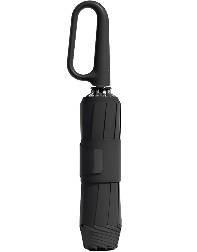 Contacts Ring Buckle Umbrella 2025 – Two Folding Travel Umbrella, Windproof, Automatic Open/Close, Compact for Rain & Sun (Black) - Image 1