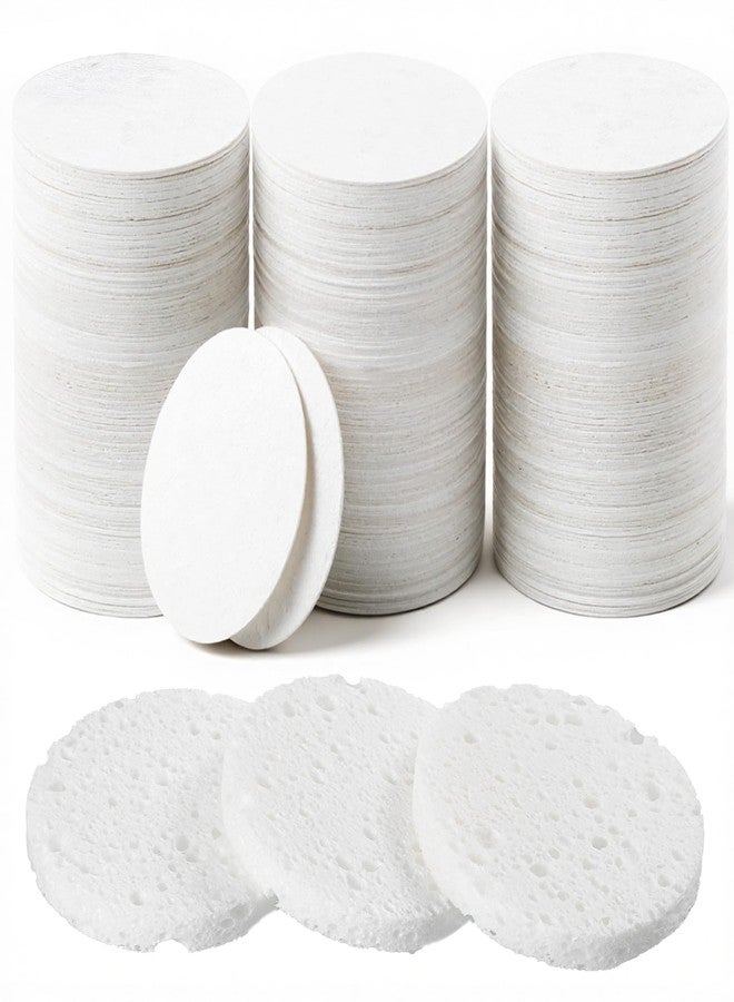 SHENLIU 300pcs Compressed Facial Sponges, White Disposable Round Soft Face Exfoliating Pads for Washing Face Cleansing Exfoliating Esthetician Makeup Removal Travel - Image 1